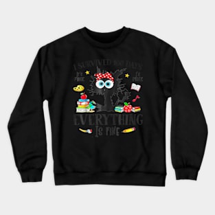 I Survived 100 Days Of School Teacher Kids Crewneck Sweatshirt